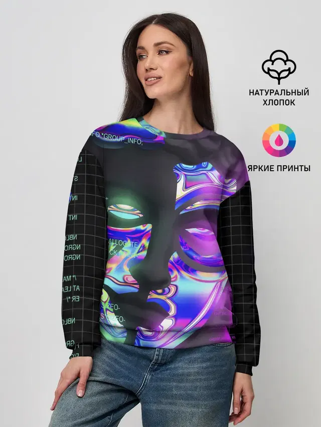 Женский свитшот с принтом «Vaporwave — Chrome Effect»
