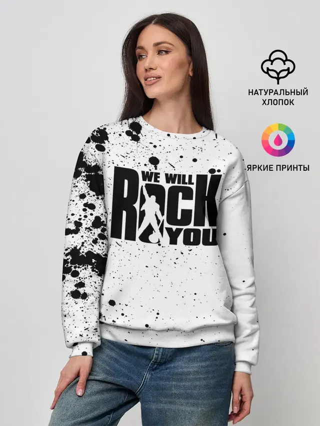 Женский свитшот с принтом «Queen — Queen - We Will Rock You»