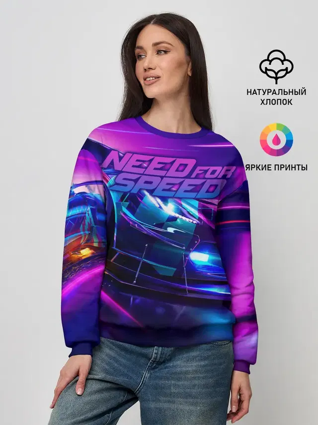 Женский свитшот с принтом «Chevrolet Corvette — Need for Speed»