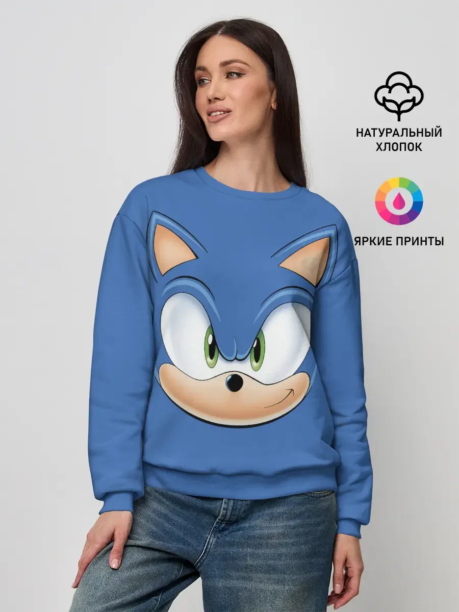 Женский свитшот с принтом «SONIC.», вид спереди