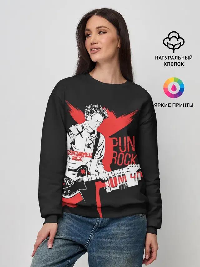 Женский свитшот с принтом «Sum41 — Punk-rock»