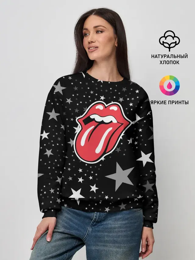 Женский свитшот с принтом «Rolling Stones — rolling stones star»
