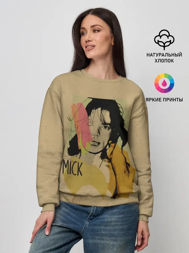 Женский свитшот с принтом «Rolling Stones — MICK JAGGER»