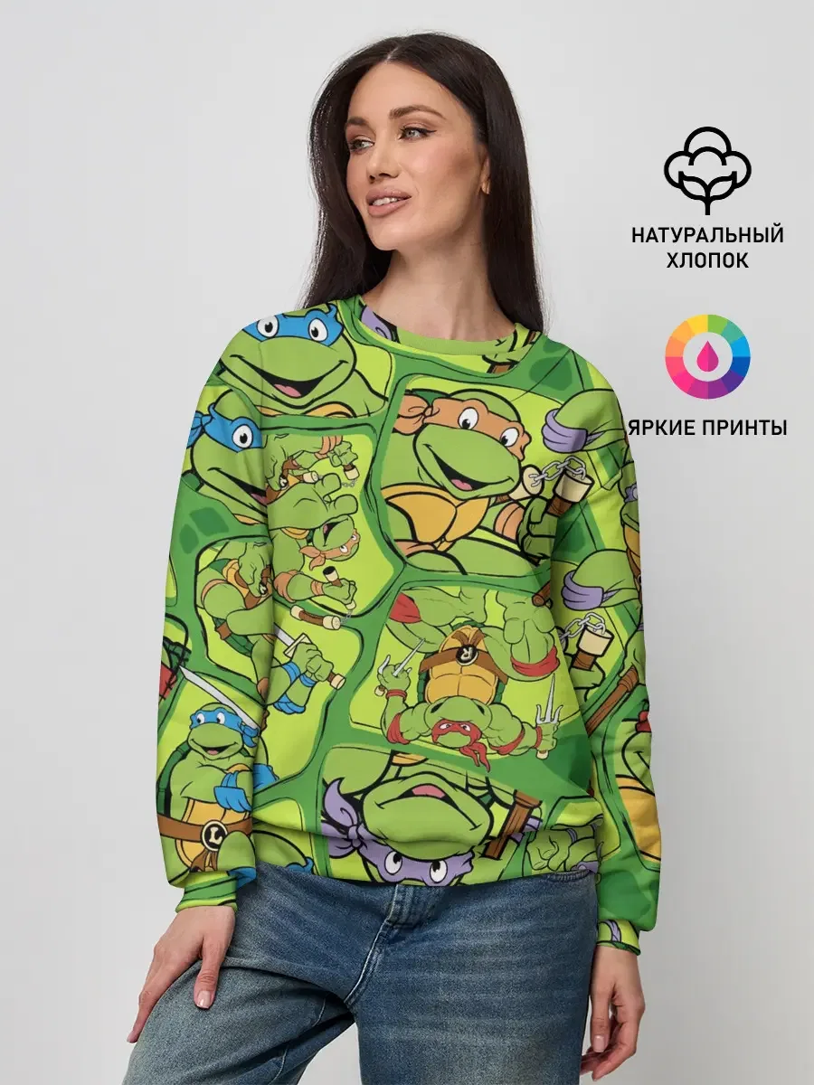Женский свитшот с принтом «Teenage Mutant Ninja Turtles», вид спереди
