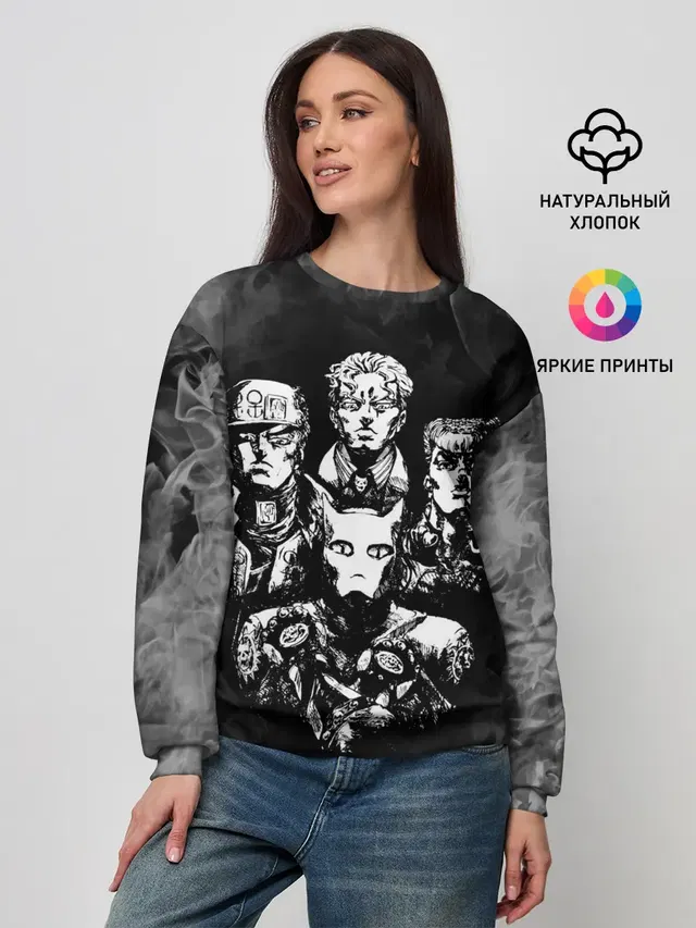 Женский свитшот с принтом «ДжоДжо — Diamond is Unbreakable gray»