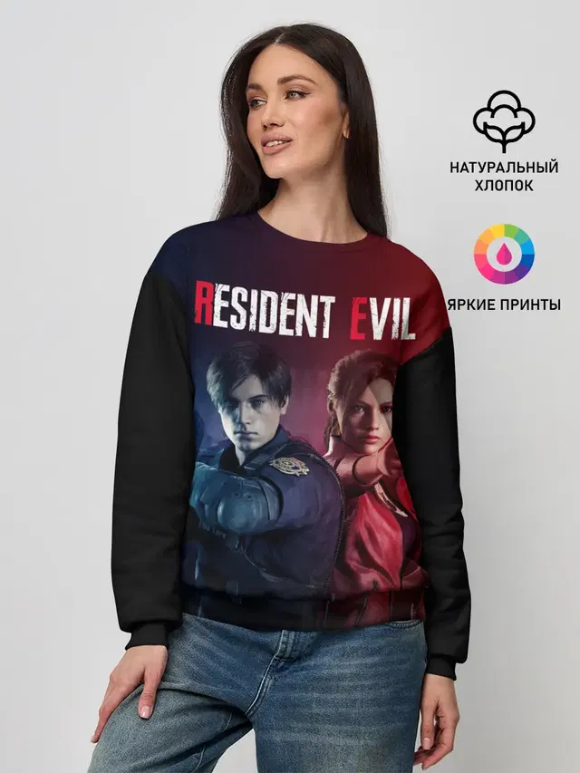 Женский свитшот с принтом «Leon Kennedy — Resident Evil 2»