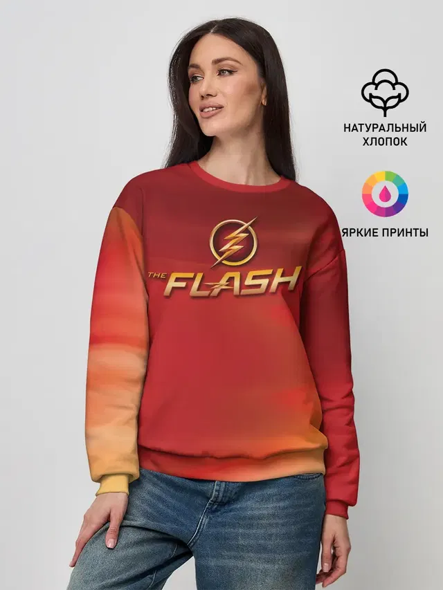 Женский свитшот с принтом «Флэш — The Flash Logo Pattern»