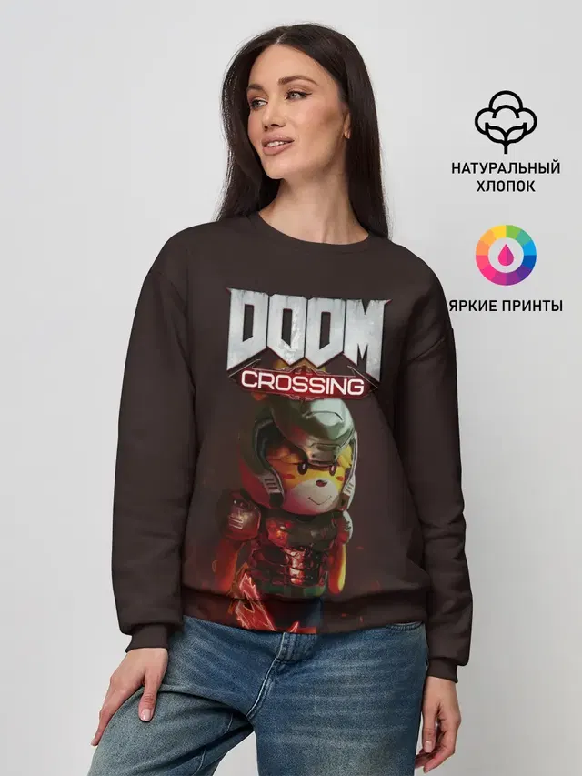 Женский свитшот с принтом «Animal Crossing — Doom Crossing»