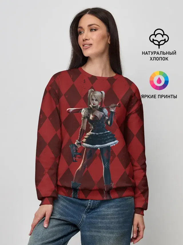 Женский свитшот с принтом «Batman Arkham Knight — Harley Quinn»