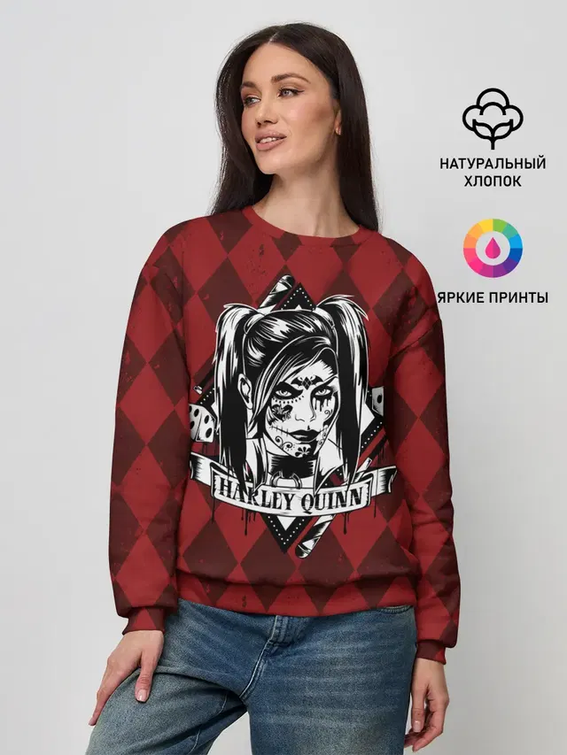 Женский свитшот с принтом «Batman Arkham Knight — Harley Quinn»