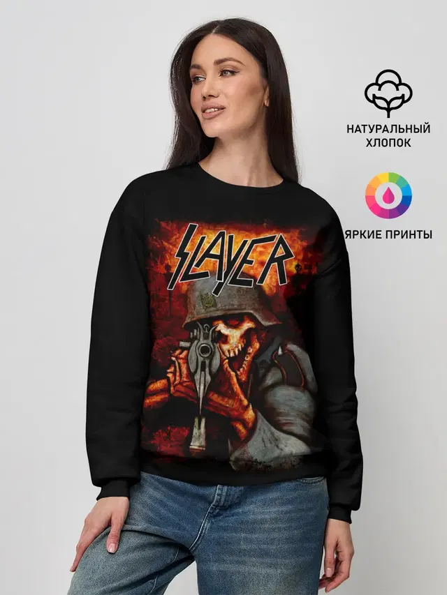 Женский свитшот с принтом «Slayer — СЛЭЙЕР»