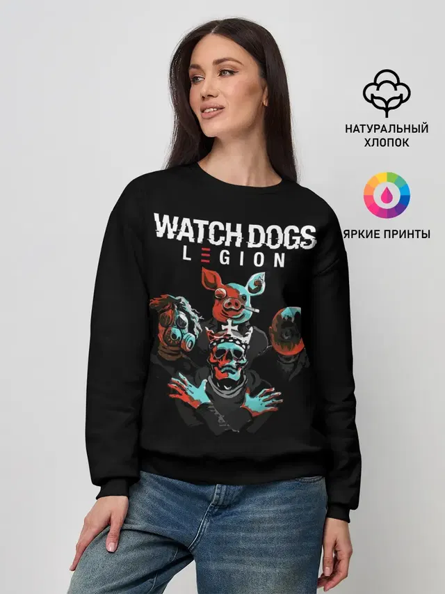 Женский свитшот с принтом «Gas mask — Watch Dogs Legion»