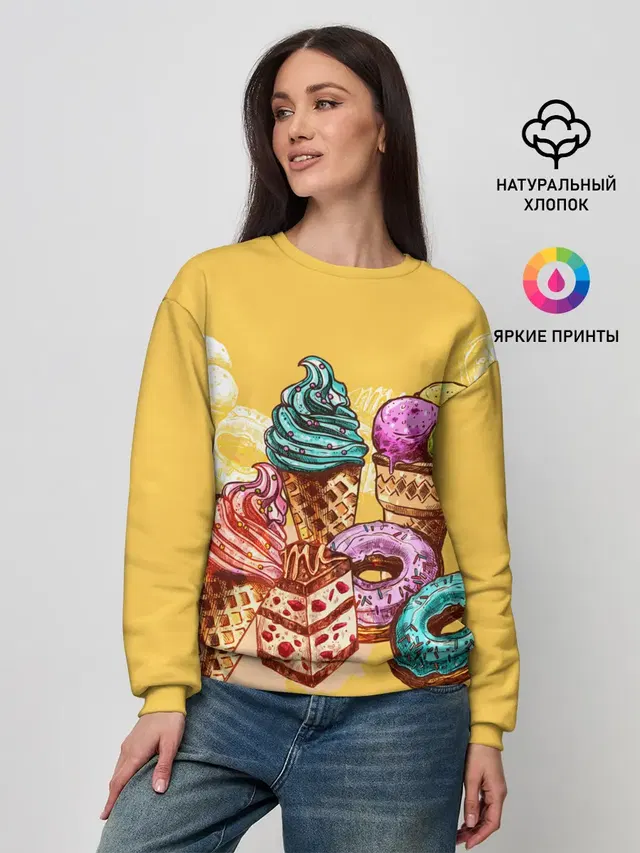 Женский свитшот с принтом «Еда — Candy»
