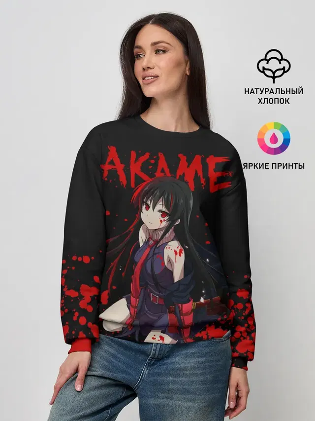 Убийца Акаме на черно-красно фоне