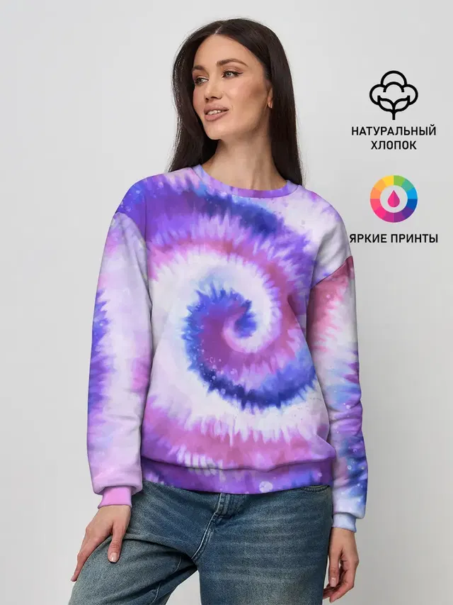 Женский свитшот с принтом «Tie-Dye — TIE-DYE PURPLE»