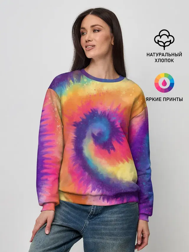 Женский свитшот с принтом «Tie-Dye Multicolor»