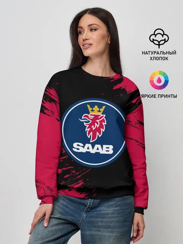 Женский свитшот с принтом «Saab»