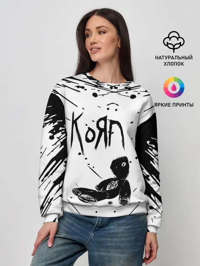 Женский свитшот с принтом «KoЯn — korn»