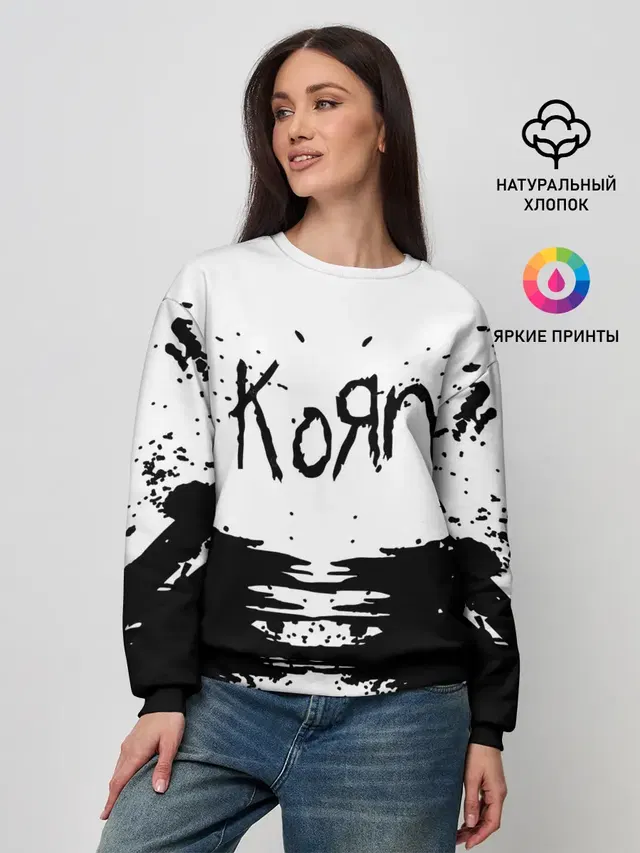Женский свитшот с принтом «KoЯn — korn»