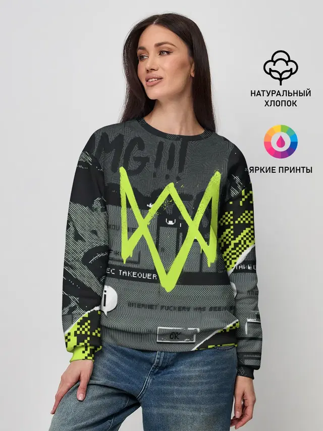 Женский свитшот с принтом «WD Legion — WATCH DOGS: LEGION.»