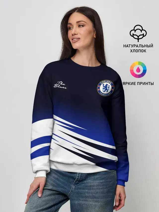 Женский свитшот с принтом «Челси — CHELSEA разминочная 19/20»