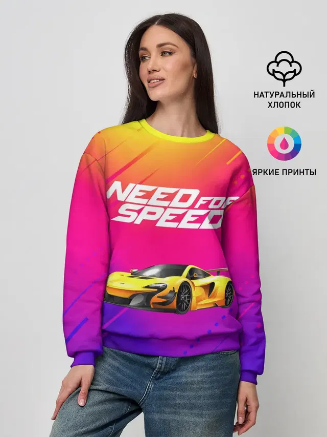 Женский свитшот с принтом «Need FO Speed»
