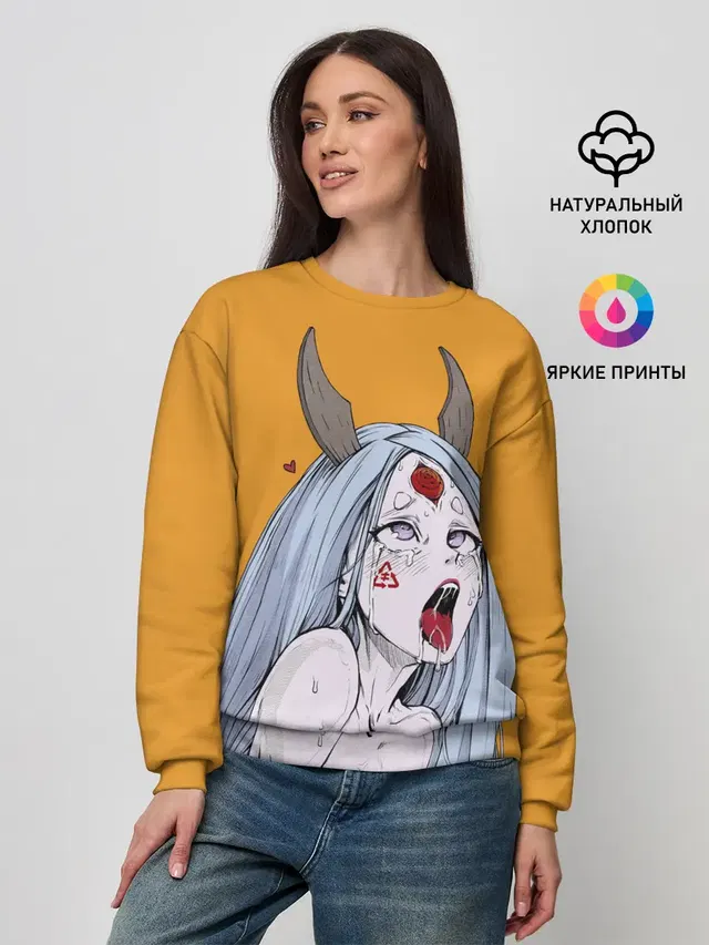 Женский свитшот с принтом «Ahegao — Ahegao Kaguya»