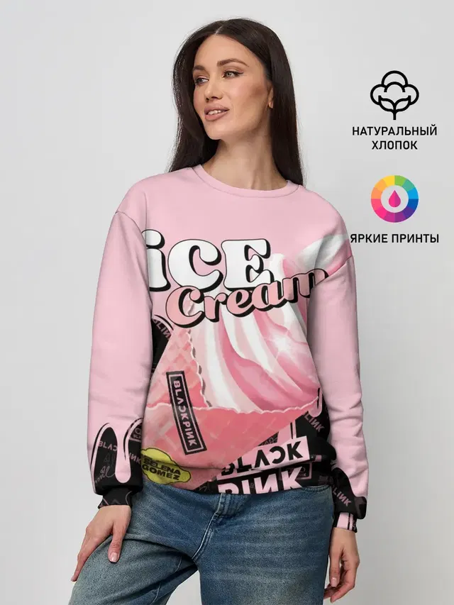 Женский свитшот с принтом «BlackPink — BLACKPINK ICE CREAM»