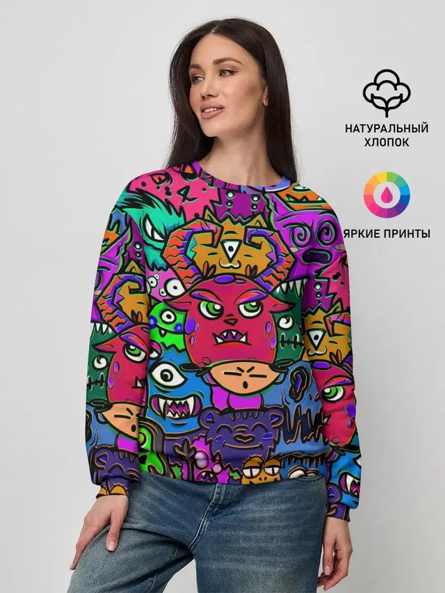 Женский свитшот с принтом «Pop Art — Happy»
