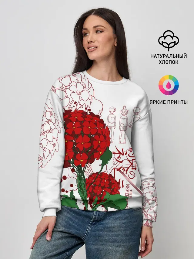 Женский свитшот с принтом «Цветы»