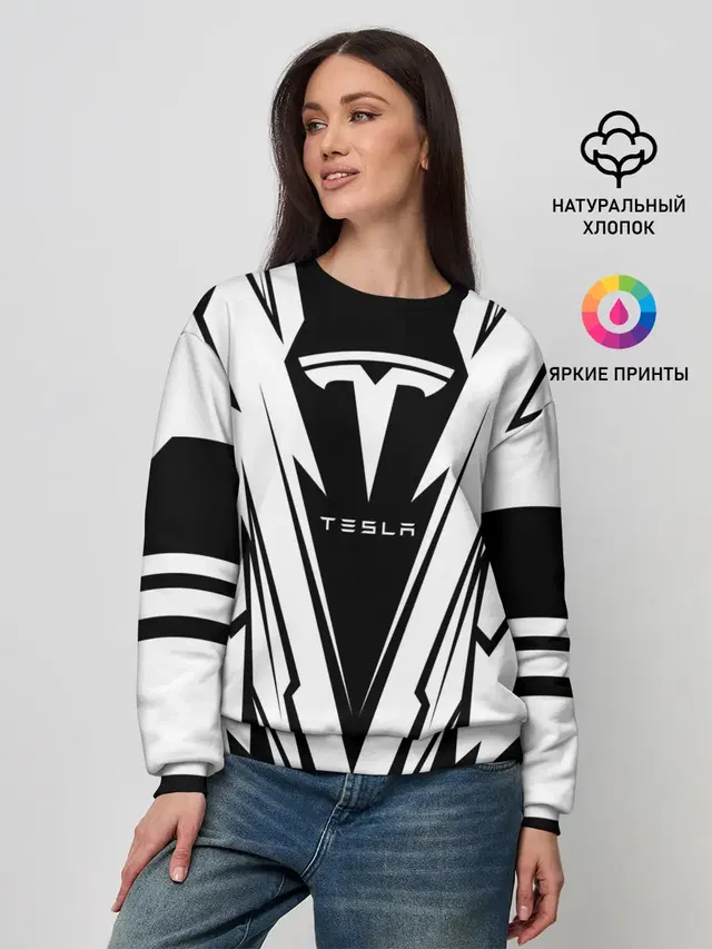 Женский свитшот с принтом «Tesla»