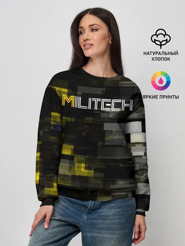 Женский свитшот с принтом «Cyberpunk 2077 — MILITECH камуфляж Cyberpunk 2077»