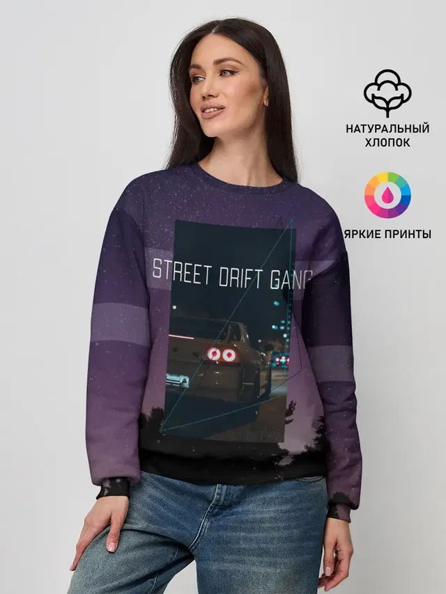 Женский свитшот с принтом «Street Drift Gang Дрифт»