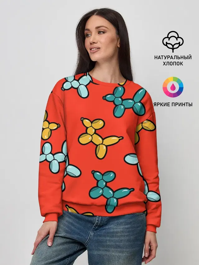 Женский свитшот с принтом «Другие — Собачки шарики»