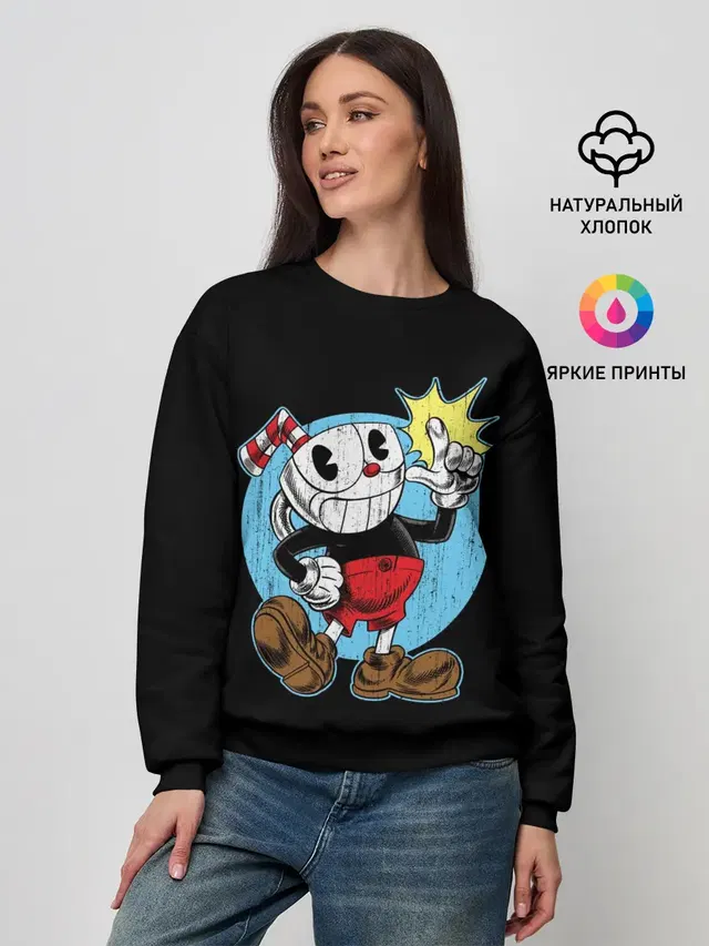 Женский свитшот с принтом «Cuphead — КАПХЕД»