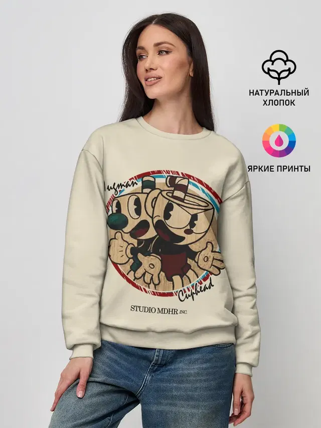 Женский свитшот с принтом «Cuphead»