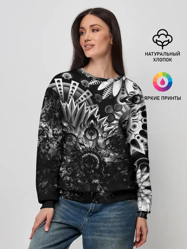 Женский свитшот с принтом «Узоры — Floral Pattern»
