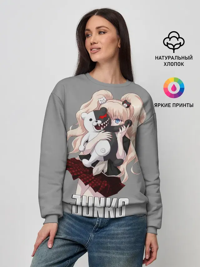 Женский свитшот с принтом «Danganronpa — MONOKUMA — JUNKO»