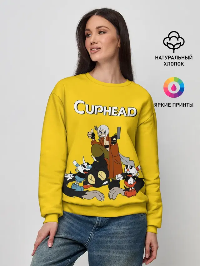 Женский свитшот с принтом «Devil May Cry — Cuphead x DMC»