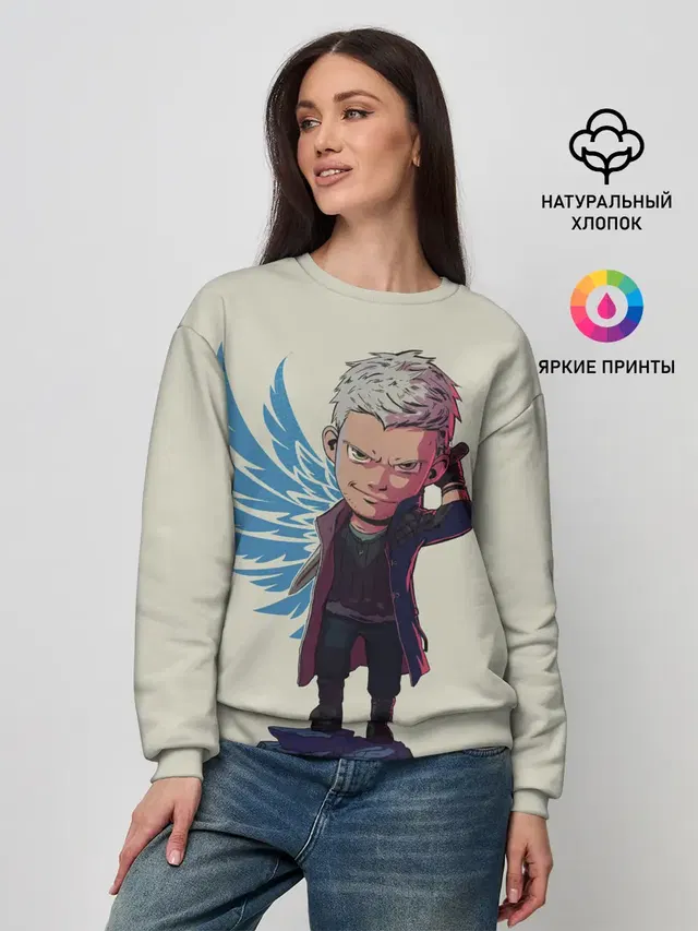 Женский свитшот с принтом «Devil May Cry — Nero Big head»