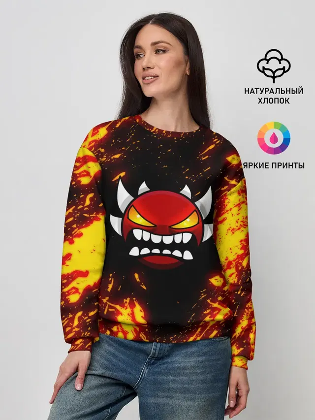 Женский свитшот с принтом «Geometry Dash — Demon»