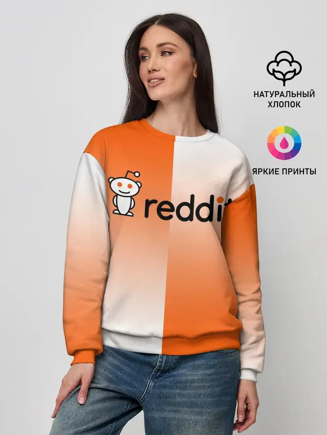 Женский свитшот с принтом «Социальные сети — REDDIT — РЕДДИТ — ГРАДИЕНТ»