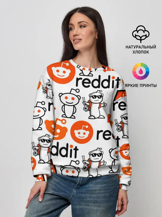 Женский свитшот с принтом «Социальные сети — REDDIT — РЕДДИТ — ЛОГОБОМБИНГ»