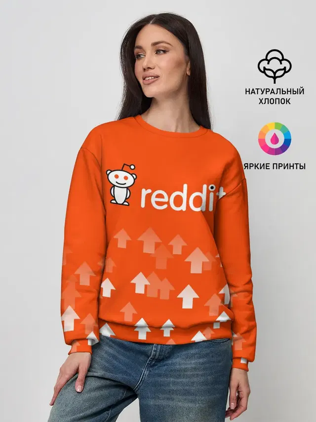 Женский свитшот с принтом «Социальные сети — REDDIT — РЕДДИТ — UPVOTED»