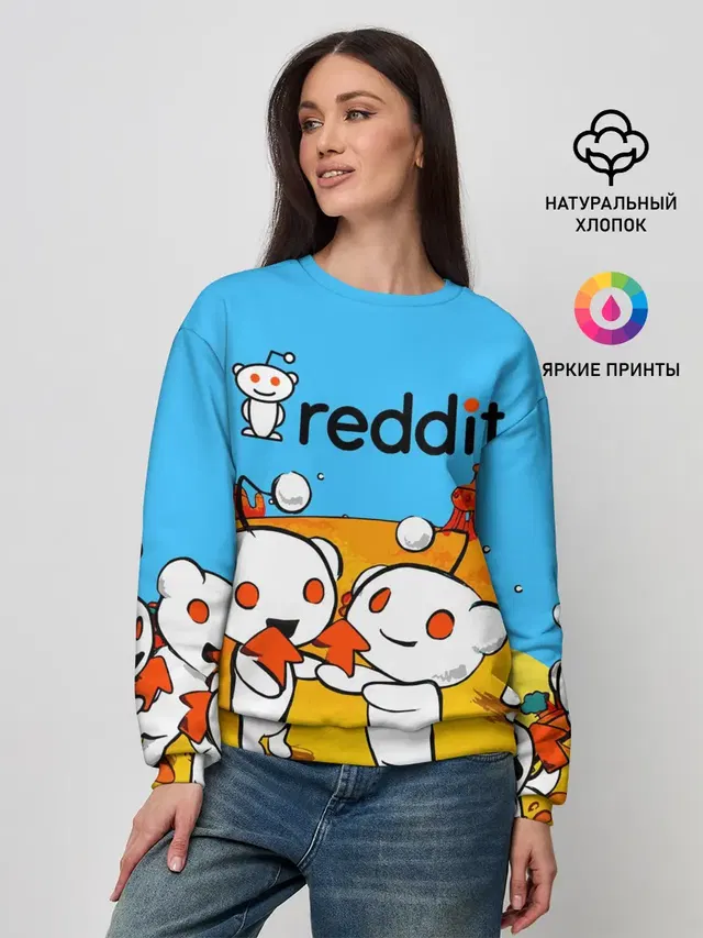 Женский свитшот с принтом «Социальные сети — REDDIT — РЕДДИТ — UPVOTE ART»
