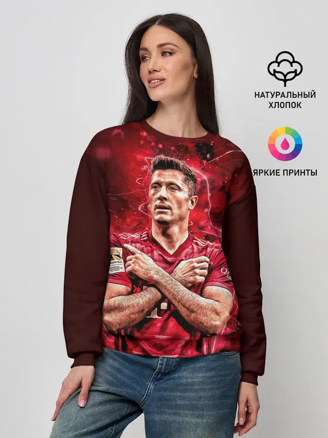 Женский свитшот с принтом «Bayern Munchen — Левандовски — Lewandowski — 9»