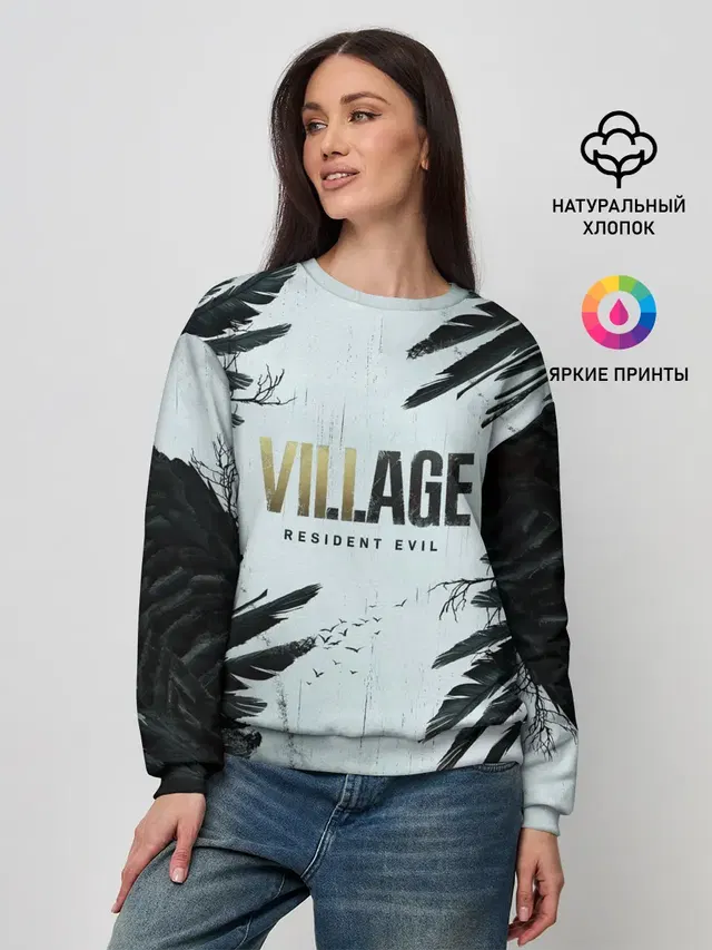 Женский свитшот с принтом «Resident Evil Village. Crow»
