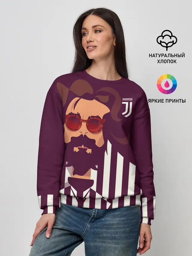 Женский свитшот с принтом «Ювентус — Andrea Pirlo»