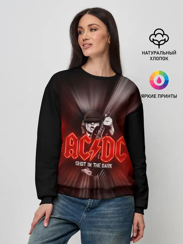 Женский свитшот с принтом «AC — AC/DC: Angus Young»