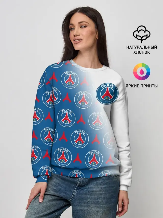 Женский свитшот с принтом «ПСЖ — ФК ПСЖ — PARIS SAINT GERMAIN»
